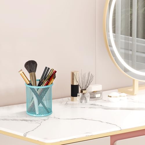 EasyPAG Pencil Holder for Desk, 2 Pack Metal Pen Organizer, Mesh Pencil Cup Organizer for Home, Office, Classroom, School, Light Blue
