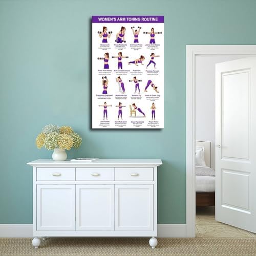 Arm Workout for Women Dumbbell Arm Exercise Chart Upper Body Strength Training Home Gym Canvas Poster Bedroom Decor Room Decor Frame 20x30inch