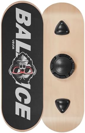 VEVOR Balance Board, 2-in-1 Wobble Board Trainer for Adults, Premium Wooden Balance Training Equipment, with Roller, Magnetic Stoppers, Storage Rack, for Core Workouts, Surf Trainer & Physical Therapy