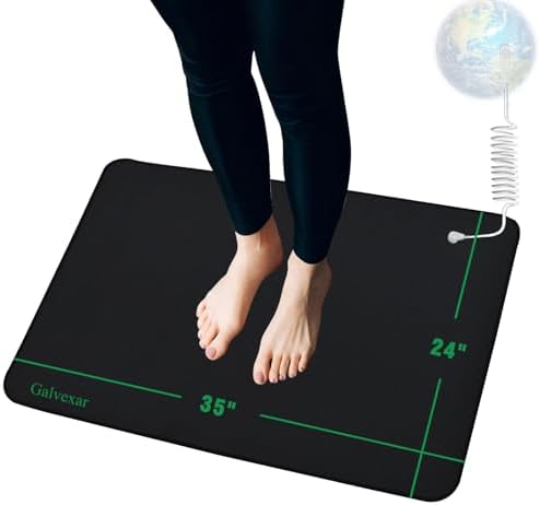 Grounding Mat for Feet Earthing Pad with 15ft Cord Conductive Carbon Fiber for Improved Sleep Pain Relief Muscle Relaxation Stress Reduction Wellness Mat for Bed Desk Couch Yoga(35"x24")