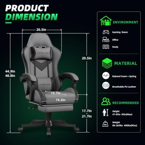 Gaming Chair Ergonomic Gamer Computer Office Chair,Footrest Lumbar Support