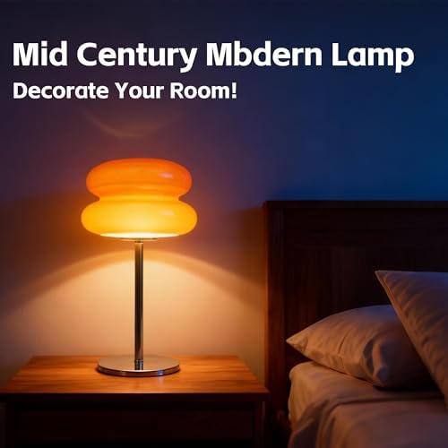 Bedroom Glass Mushroom Lamp, Orange