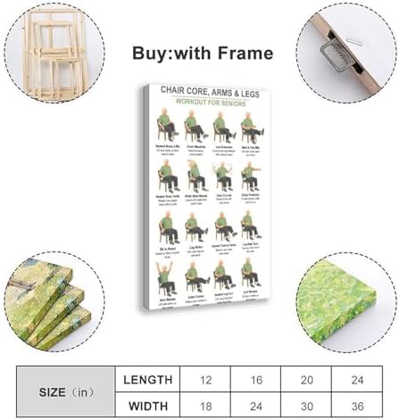Chair Exercises for Seniors Seated Core Arms Legs Workout Low Impact Elderly Canvas Poster Wall Art for Living Room Bedroom Decor Frame 16x24inch
