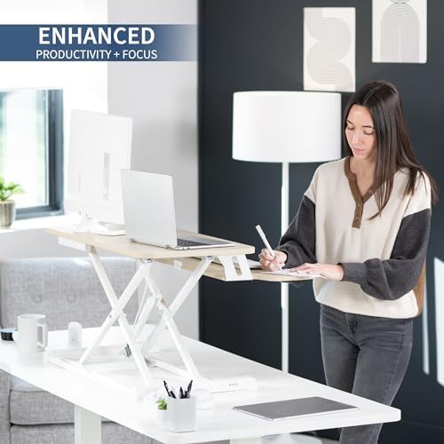 VIVO Light Wood 32 inch Standing Desk Converter, DESK-V000KF