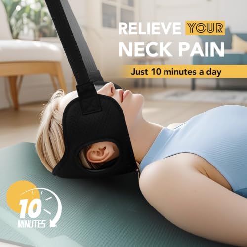 Neck Traction Device for Neck Pain Relief,Neck Stretcher Strap for Spine Chiropractic Decompression,Portable Storage Bag,Neck Chiropractor for Physical Therapy,Neck Strap for Neck Recovery