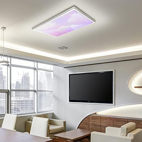 Fluorescent Light Cover Decorative Ceiling Light Filters,Sky and Clouds Pattern,for Classroom Office Hospitals Home Ceiling Decorative,2ft x 4ft,Pink Purple