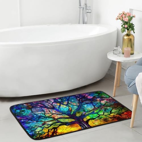 Kitchen Mats, Glass Tree Kitchen Rugs, Cushioned Anti Fatigue Kitchen Mats, Non-Slip Standing Desk Mat, Absorbent Kitchen Rug for Floor, Kitchen, Office, Sink, 20"×39"