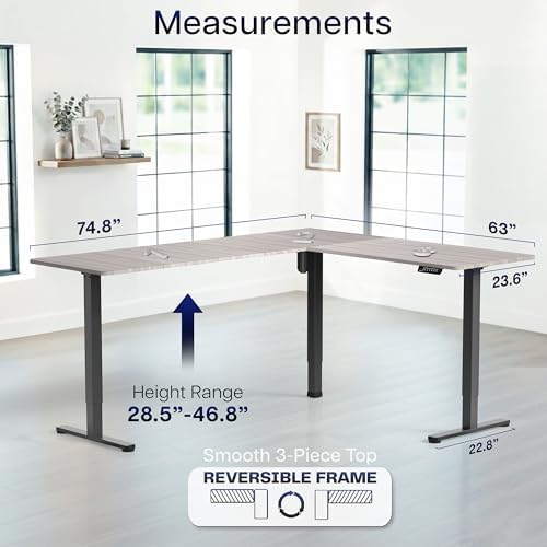 VIVO Dark Gray 75 x 63 in Corner Standing Desk, DESK-E3CTG-75