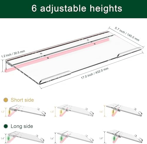 Computer Keyboard Stand for Desktop - 6-Level Height Adjustable Acrylic Keyboard Riser Non-Slip Ergonomic Key Board Tray Holder for Home School Office Desk Accessories, Clear