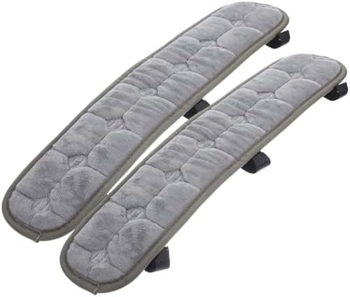 Garneck 2 Pack Office Chair Armrest Pads with Elastic Strap: Non-Slip Plush Gaming Chair Arm Covers Grey Soft Forearms Support Cushions for Desk Computer & Wheelchair