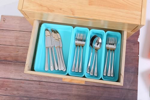 Kutesna 15PCS Interlocking Drawer Organizer, Plastic Desk Organizer Set