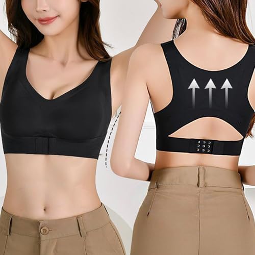 Posture Support Bras for Older Women Front Closure Crossback Wireless Bra Seamless Full Coverage Push Up Bralettes