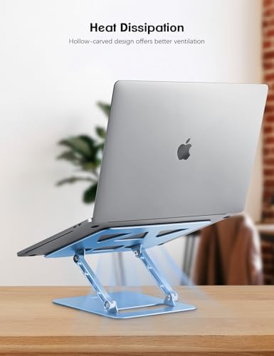Aoviho Adjustable Laptop Stand for Desk,Portable Laptop Stand Holder and Riser,Foldable Aluminum Notebook Computer Stands for MacBook Air Pro HP Lenovo Dell Samsung Chromebook, 10-15.6 inch, Sky Blue