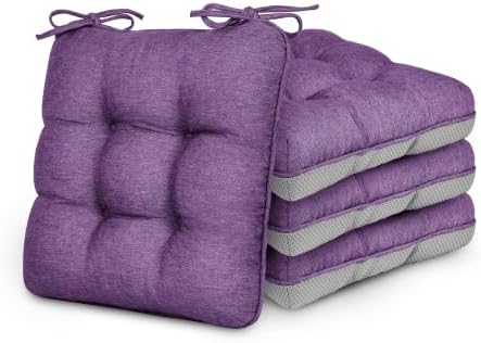 Love's cabin Memory Foam Chair Cushions Set of 4, 19 Inch, Purple