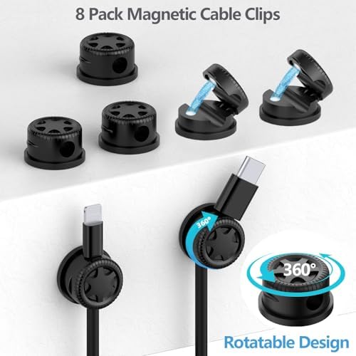 ELII 328Pcs Cable Management Kit, 8 Magnetic Cable Holder 69 Cable Clips