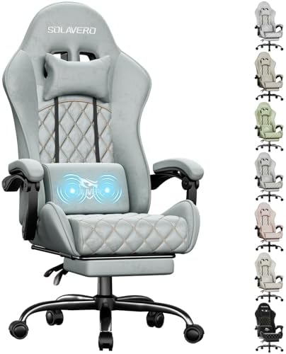 HLDIRECT Massage Recliner Gaming Chair with Footrest for Adults, Blue