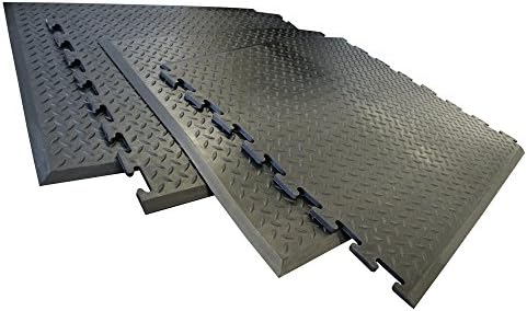 Rubber-Cal 03_146_Web_EN"FootRest" Interlocking AntiFatigue Floor Mat, End Tile, 1/2" x 28" x 31",Black