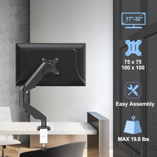 Single Monitor Mount Arm Fits up to 32 ", Holds 4.4-19.8lbs