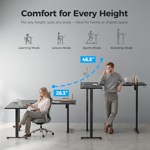 Agilestic L Shaped Standing Desk 63 inch Adjustable Height, Electric Corner Standing Desk, Sit Stand Computer Table with Splice Board, Black