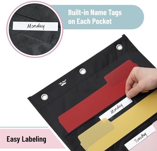 Mr. Pen- Hanging Wall File Organizer with 6 Name Tag, 6 Pocket