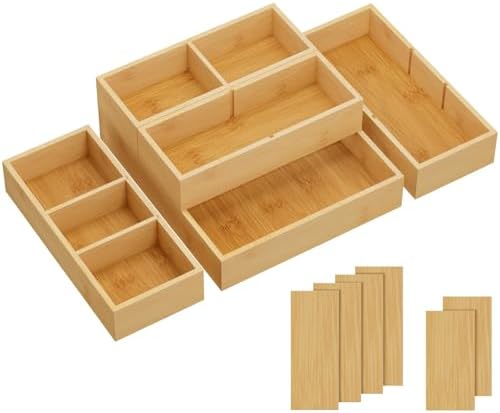 Lifewit Drawer Organizers 5 Pack(11 Grid) with 6 Inserts