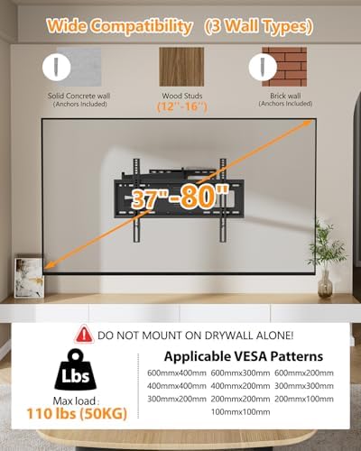 FORGING MOUNT Long Arm Full Motion TV Wall Mount for 42-80 Inch TVs