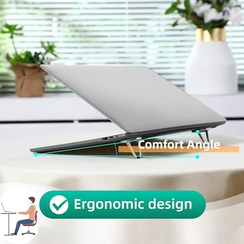 Laptop Riser Foldable Laptop Stand Portable Invisible Laptop Cooling Pad Laptop feet Suitable for 12-20 Inches Laptop Ergonomic Zinc Alloy Laptop Mini Stand Leg (Silver-2pcs)