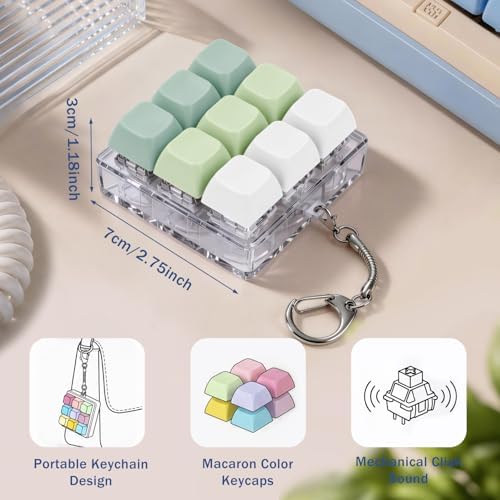 Keyboard Fidget Toy, Creamy Fidget Clicker Keyboard Fidget Keychain, Button Fidget Gifts for Adults, Boost Focus & Ease Anxiety Anywhere — Perfect Stress-Relief Gift (3×3 Grid Layout O)