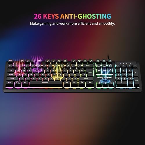 Newmen GM104 Wired Gaming Keyboard and Mouse Combo,Mechanical Feel Keyboard
