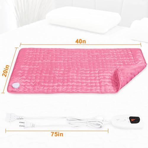 Heating Pad,Electric Heating Pads,Heating Pad for Back,Pink,40x20 Inch