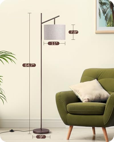 EDISHINE 64.7IN Brown Floor Lamp for Living Room with Remote, Standing Lamp