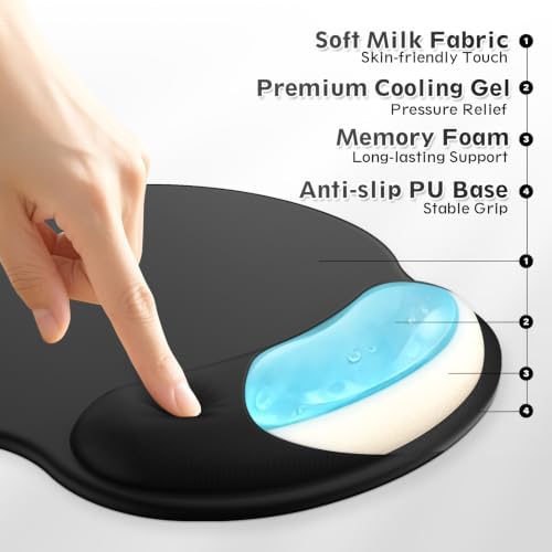 Mouse Pad with Wrist Rest, 2-in-1 Mousepad with Wrist Support Set