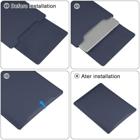 HoYiXi 13.3'' /13.6'' Laptop Sleeve Case PU Leather with Stand Compatible with MacBook Pro 14/MacBook Air 13(M1 M2)/ASUS Vivobook 14/Dell XPS 13/ASUS Matebook,13-14'' Laptop Bag,Blue