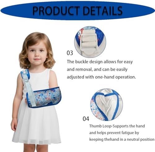 Arm Sling for Kid Shoulder Immobilizer for Recovery(Blue heart, Small)