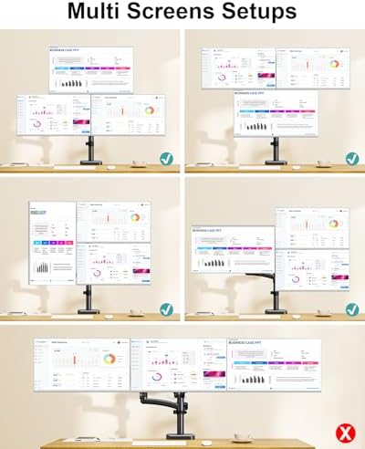 MOUNT PRO Triple Monitor Mount for Max 32" Computer Screen, Adjustable 3 Monitor Desk Mount, up to 19.8lbs Each, Three Display Arm with Tilt Swivel Rotation, VESA Mount 75x75/100x100mm