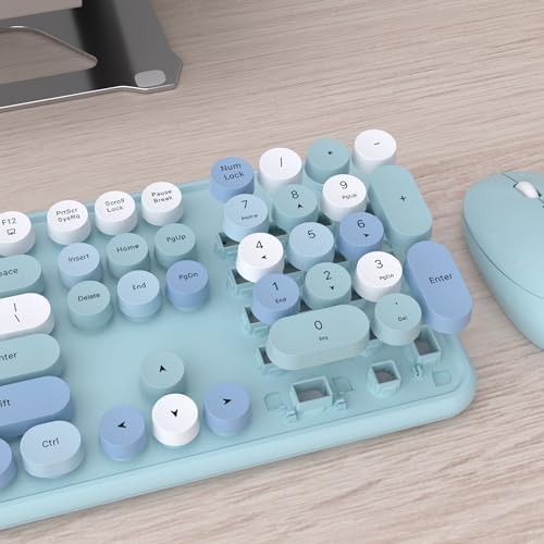 UBOTIE Colorful Wireless Keyboard and Mouse Combo (Blue-Colorful)