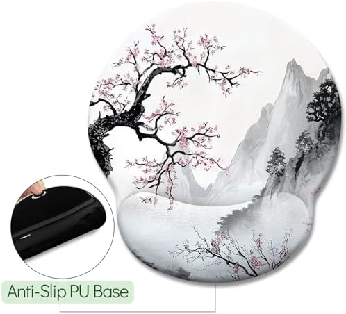 LIMKRIAN Japanese Ergonomic Mouse Pad with Gel Wrist Rest, 9.8 x 8.6 in