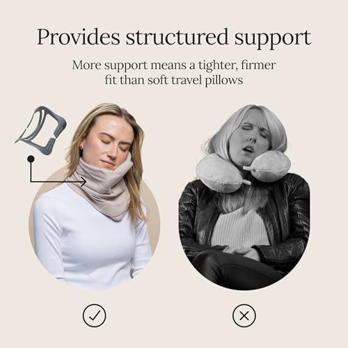 Trtl Travel Pillow Original 2.0 – Scientifically Proven Super Soft Travel Pillow with Premium Head & Neck Support – for Airplane Travel – Machine Washable – Lightweight & Compact - Sand Beige – Small