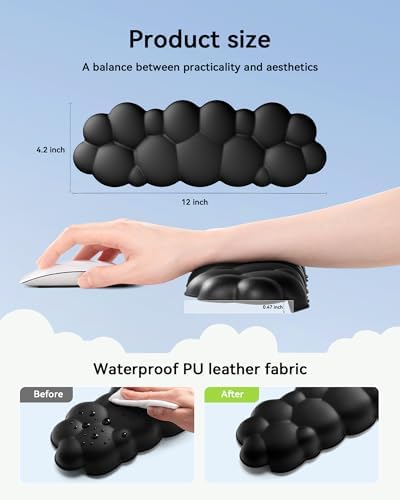 Laborio Elbow Pad for Desk, 2-Pack Cloud Elbow Rest(Black), Edge Arm Rest