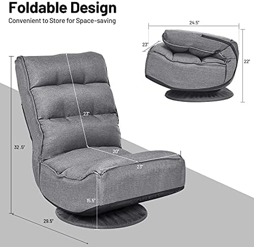 GIANTEX 360 Degree Swivel Gaming Chair, 6 Position Adjustable (Grey)