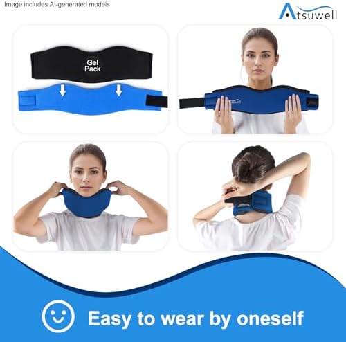 Atsuwell Ice Pack Neck Braces for Neck Pain and Support, Blue