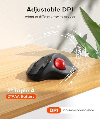 Ergonomic Wireless Trackball Mouse, Bluetooth & 2.4G Multi-Device