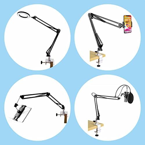 Replacement Heavy Duty C Clamp for 1/2” Base Magnifying Lamp,Desk Lamp,Swing Arm Lamp,Phone I pad Mount,Tablet Mic Holder,Table Mount Clamp for Microphone Stand Mic Boom Arm (G1 SIVLER)