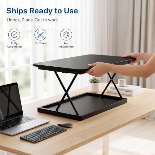 Uncaged Ergonomics Small Standing Desk Converter & Desk Riser (Black)