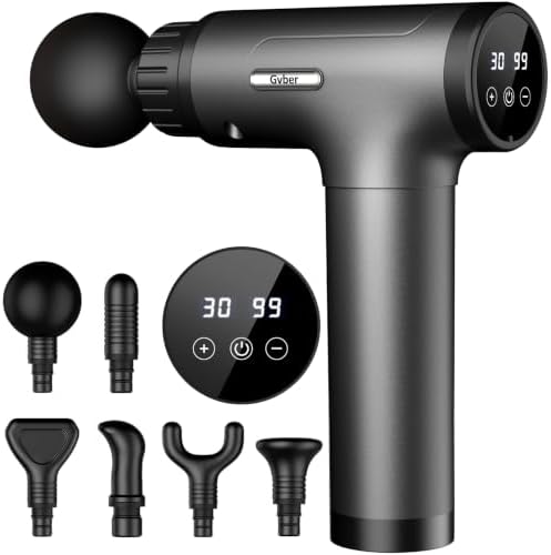 Gvber Massage Gun Deep Tissue 30 Speeds 6 Heads, Grey