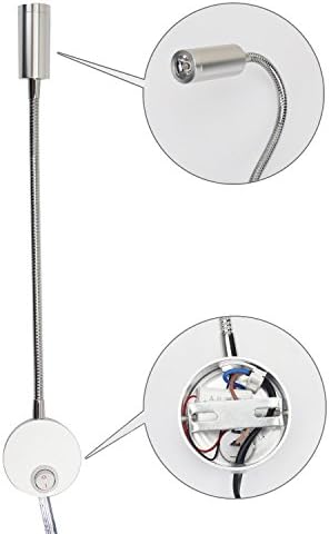 3W Wall Mounted Reading Light Flexible Gooseneck LED Sconce Lamp with Plug & Switch for Bedroom, Office, Workbench, Studio (01 Silver Warm)