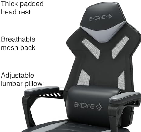 STAPLES Emerge Vomax Gaming Chair, Adjustable Height, Swivel, Black