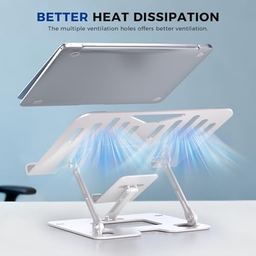 Ergonomic 2-in-1 Laptop Phone Stand for Desk, Adjustable Riser, Sturdy and Portable, Fits All Laptops and Phone（White）