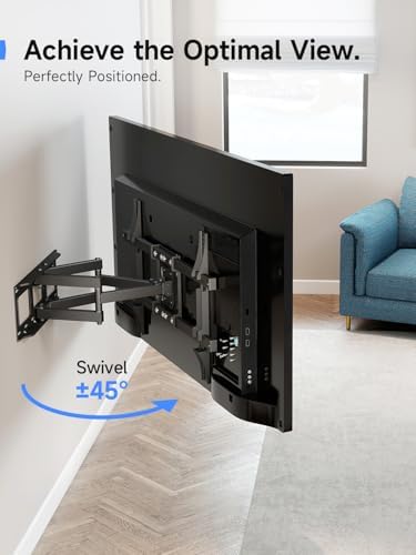 Suptek Full Motion TV Wall Mount for 42 to 86 Inch TV, Swivel and Tilt with Articulating Dual Arms, Max VESA 600X400mm, Holds up to 132lbs, Fits Max 16" Wood Studs, MA01A