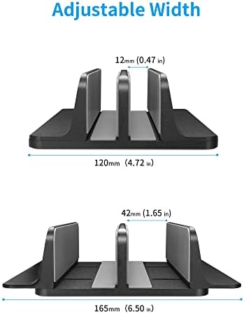 JARLINK Double Vertical Laptop Stand, Adjustable Aluminum Desk Dock, Black